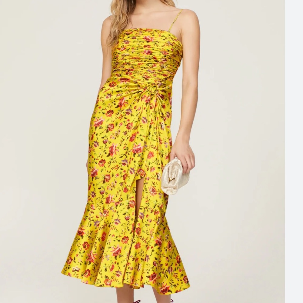 Cinq a sept - Floral Yellow Midi Dress